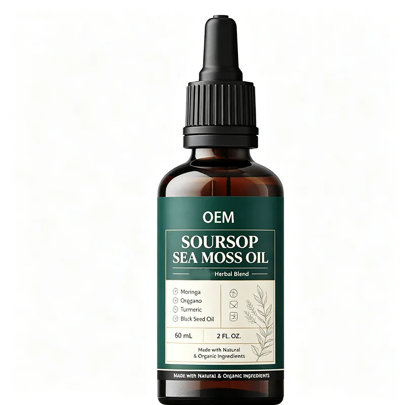 Premium Soursop Sea Moss Oil Herbal Blend with Moringa Turmeric Oregano and Black Seed Oil 60ml 2 Fl oz