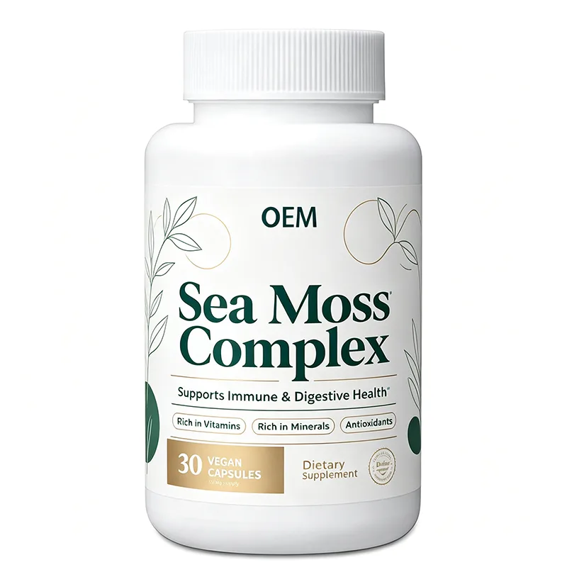 OEM Sea Moss Complex Vegan Capsules 30 Count Vitamin Mineral Rich Plant Based Natural Raw Material