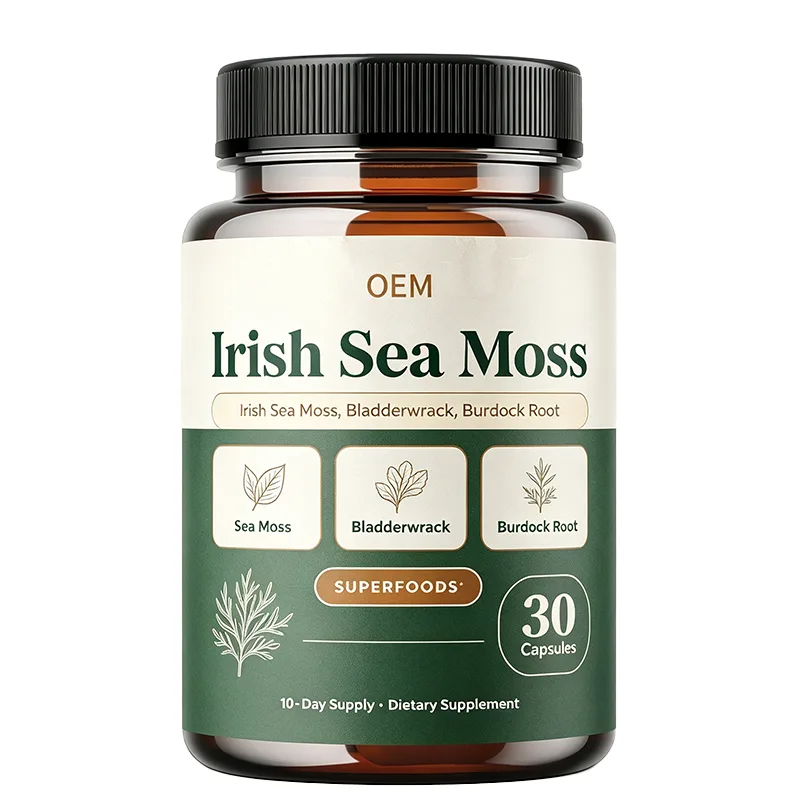 OEM Irish Sea Moss Superfood Capsules 30 Count 10 Day Supply With Bladderwrack and Burdock Root Natural Plant