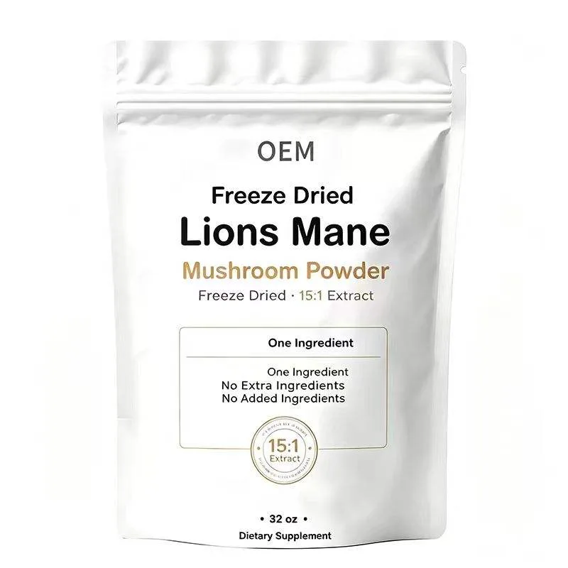 OEM Freeze Dried Lions Mane Mushroom Powder 32oz 15:1 Extract Single Ingredient No Additives Stand up Pouch
