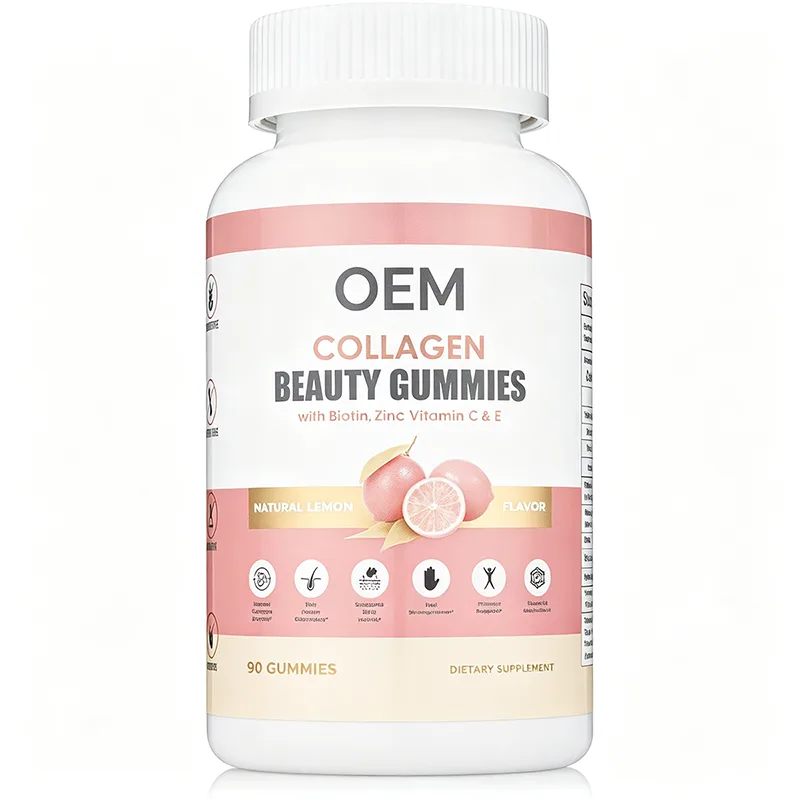 Collagen Beauty Gummies with Biotin Zinc Vitamin C E Natural Lemon Flavor 90 Count