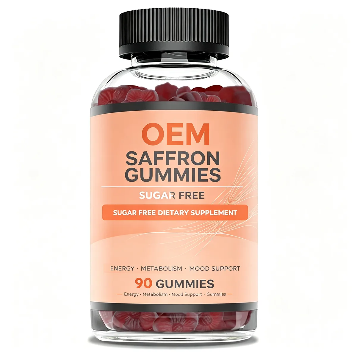 Saffron Gummies Sugar-Free Energy Metabolism Mood Support 90 Count Dietary Supplement