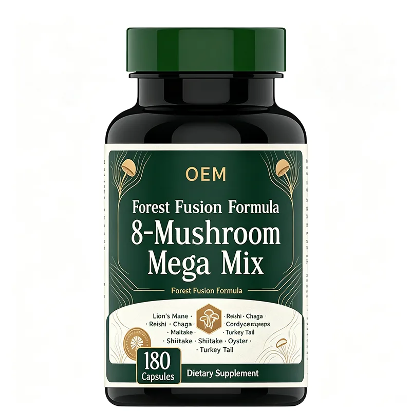 Forest Fusion Formula 8 Mushroom Mega Mix Capsules 180 Count with Lions Mane Reishi Chaga Cordyceps Maitake Turkey Tail Shiitake