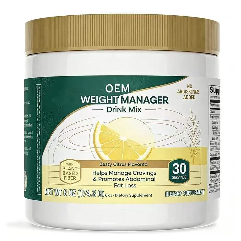 Weight Manager Drink Mix Plant Based Fiber with Zesty Citrus Flavor 30 Servings Net Wt 6oz 174.3g OEM Supplement for Craving