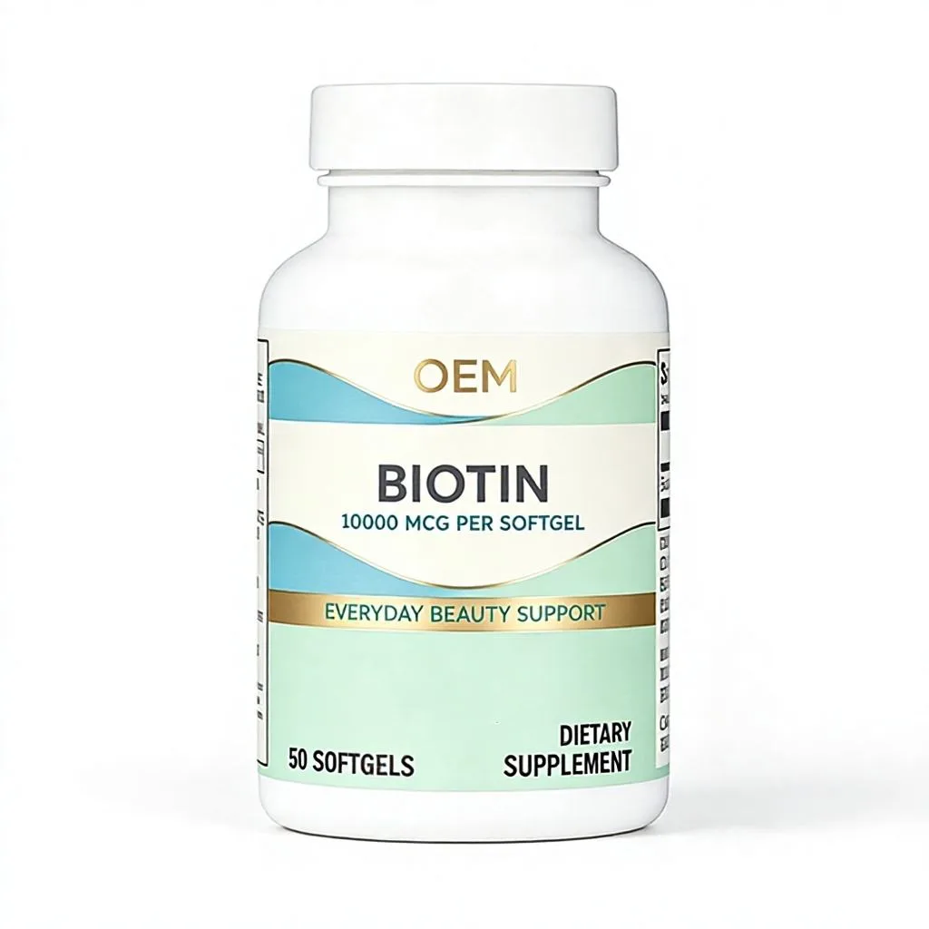 Biotin 10000mcg Per Softgel 50 Count OEM Supplement for Everyday Beauty and Hair Skin Nails Support