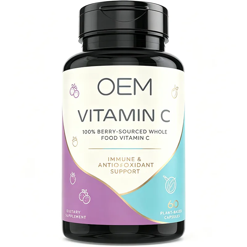 Vitamin C Plant Based Capsules 60 Count Whole Food Berry Sourced Immune and Antioxidant Support OEM Supplement