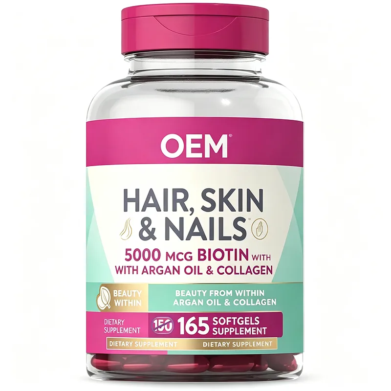 Hair Skin and Nails Softgels 5000mcg Biotin with Argan Oil and Collagen Beauty From Within 165 Count OEM Supplement