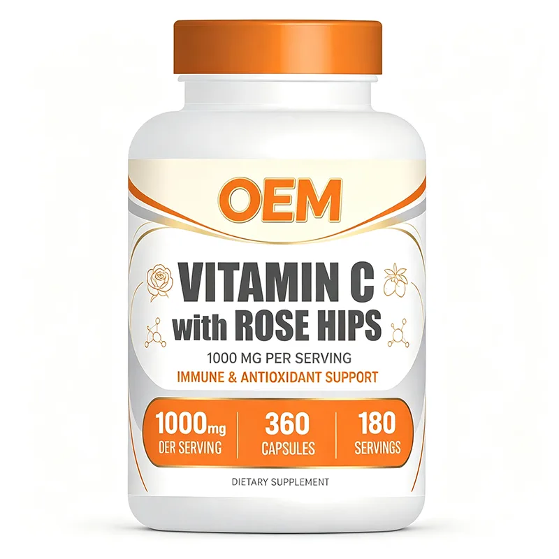 Vitamin C with Rose Hips 1000mg Per Serving 360 Capsules 180 Servings OEM Supplement for Immune and Antioxidant Support