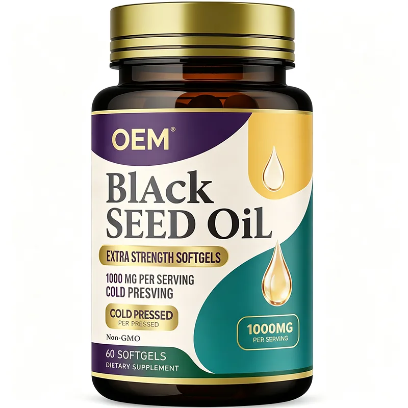 Black Seed Oil Extra Strength Softgels 1000mg Per Serving Cold Pressed Non GMO 60 Count OEM Supplement