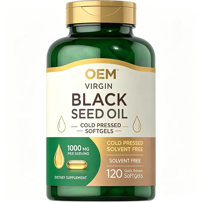 Virgin Black Seed Oil Cold Pressed Solvent Free 1000mg Per Serving 120 Quick Release Softgels OEM Dietary Supplement