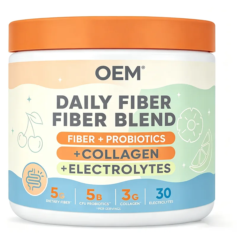 Daily Fiber Blend Powder with Fiber Probiotics Collagen and Electrolytes 30 Servings OEM Supplement for Digestive