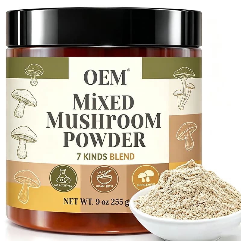 Mixed Mushroom Powder 7 Kinds Blend No Additives Umami Rich 9oz 255g Net Wt OEM Dietary Supplement
