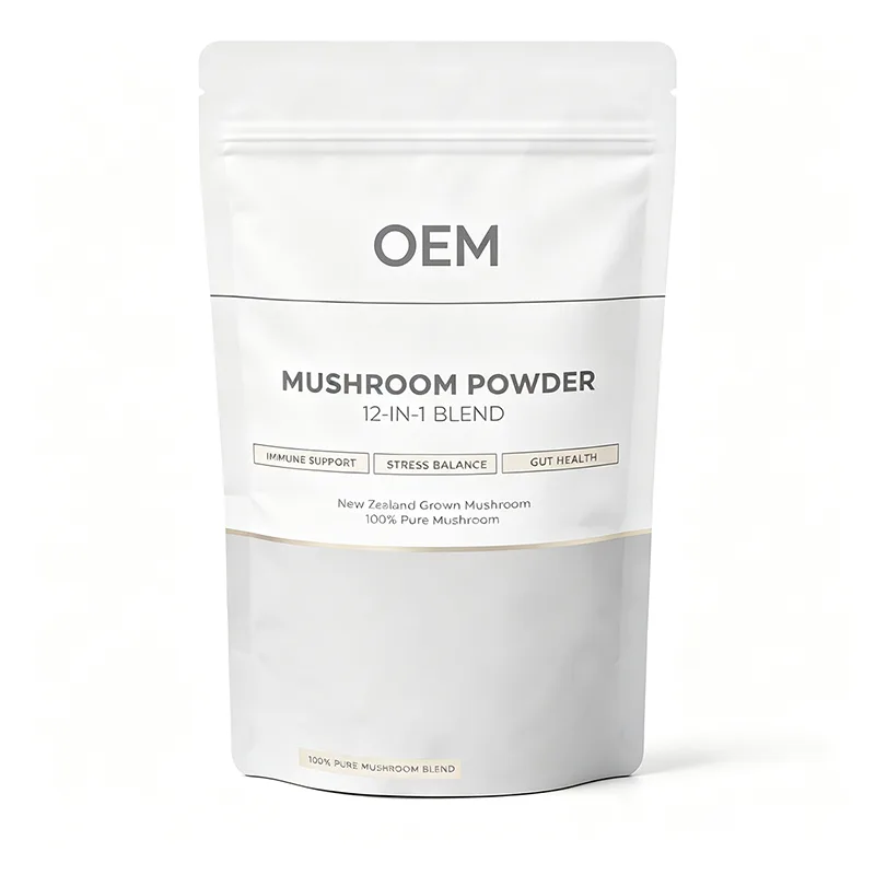 Mushroom Powder 12 in 1 Blend 226g Net Wt New Zealand Grown 100% Pure Mushroom Blend OEM Supplement for Immune Stress Balance