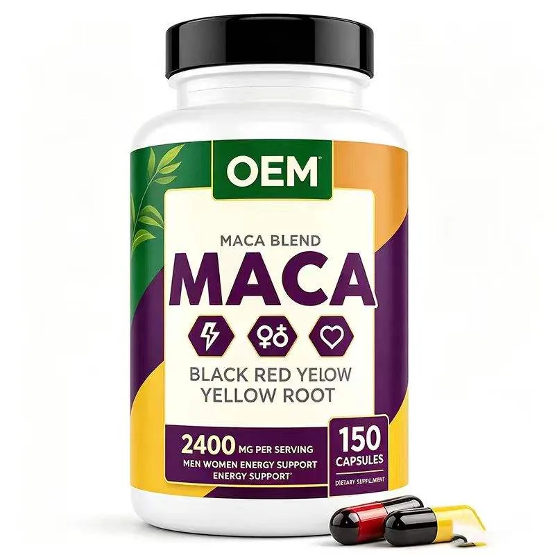 Maca Blend Black Red Yellow Root 2400mg Per Serving 150 Capsules OEM Supplement for Men Women Energy Support