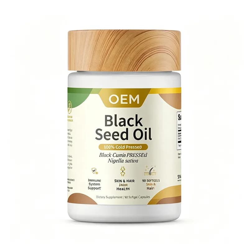 Black Seed Oil 100% Cold Pressed Nigella Sativa 90 Softgels OEM Supplement for Immune System Support Skin and Hair Health