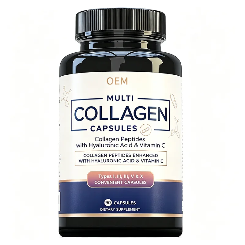Multi Collagen Capsules with Hyaluronic Acid and Vitamin C Types I II III V and X 90 Count OEM Dietary Supplement