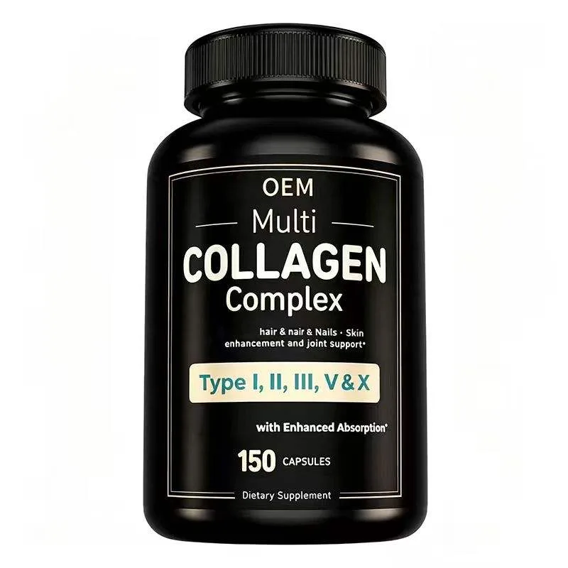 Multi Collagen Complex Capsules 150 Count Types I II III V and X Enhanced Absorption OEM Supplement for Hair Skin Nails