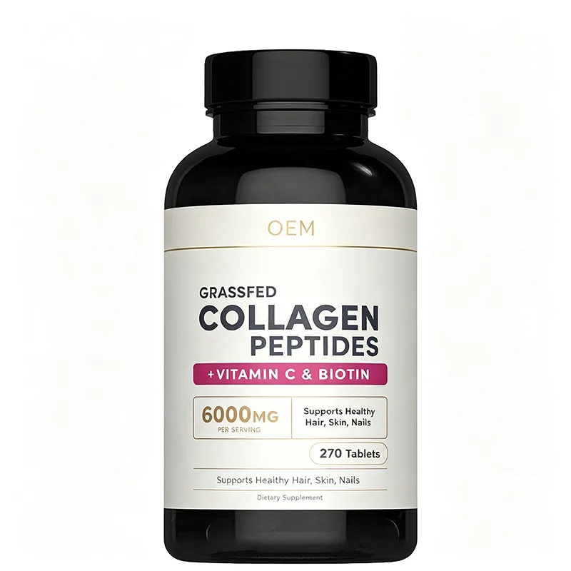 Grass Fed Collagen Peptides 6000mg with Vitamin C and Biotin 270 Tablets OEM Supplement for Healthy Hair Skin and Nails Support