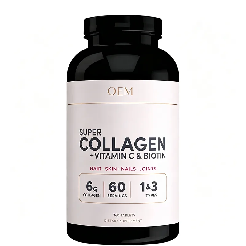 Super Collagen with Vitamin C and Biotin 360 Tablets 60 Servings Types 1 and 3 OEM Supplement for Hair Skin Nails and Joints