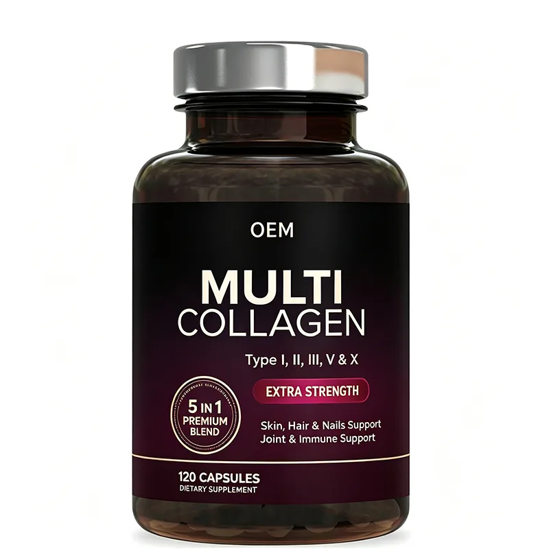 Multi Collagen Extra Strength 5 in 1 Premium Blend Types I II III V and X 120 Capsules OEM Supplement for Skin Hair Nails Joint