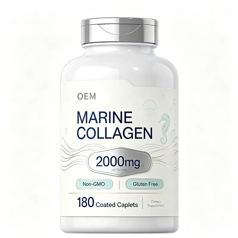 Marine Collagen 2000mg Per Serving 180 Coated Caplets Non GMO Gluten Free OEM Dietary Supplement