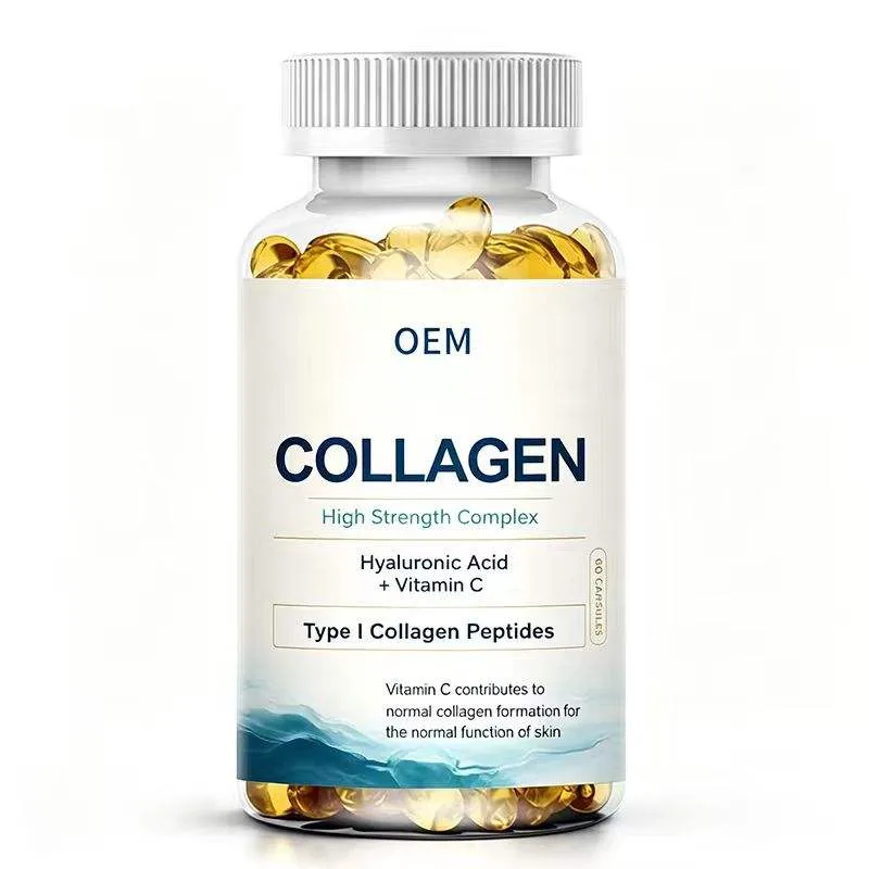 Collagen High Strength Complex Capsules with Hyaluronic Acid and Vitamin C Type I Collagen Peptides for Skin Function