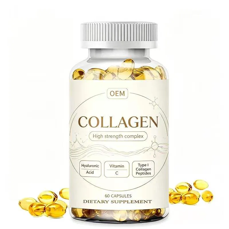 Collagen High Strength Complex Capsules 60 Count with Hyaluronic Acid and Vitamin C Type I Collagen Peptides