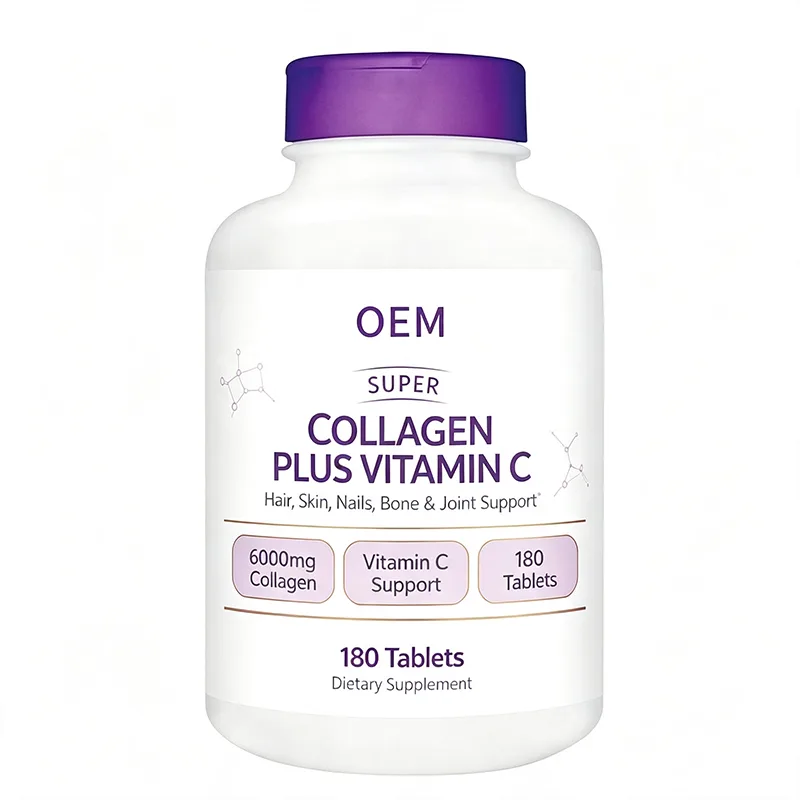 Super Collagen Plus Vitamin C 6000mg 180 Tablets OEM Supplement for Hair Skin Nails Bone and Joint Support
