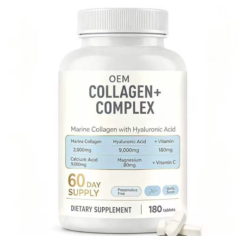 Collagen Plus Complex 180 Tablets 60 Day Supply with Marine Collagen 2000mg Hyaluronic Acid 9000mg and Vitamin C OEM Supplement