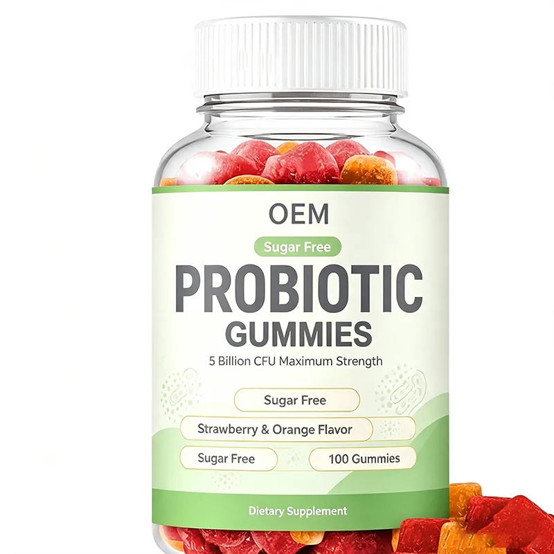 Sugar Free Probiotic Gummies 5 Billion CFU Maximum Strength Strawberry Orange Flavor 100 Count OEM Dietary Supplement