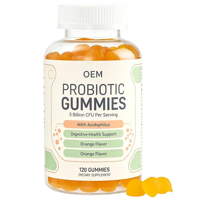 Probiotic Gummies 5 Billion CFU Per Serving with Acidophilus Orange Flavor 120 Count OEM Supplement for Digestive Health Support