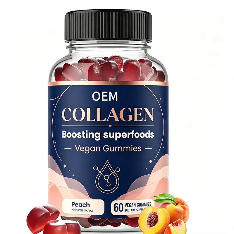 Collagen Boosting Superfoods Vegan Gummies Peach Natural Flavor 60 Count OEM Dietary Supplement