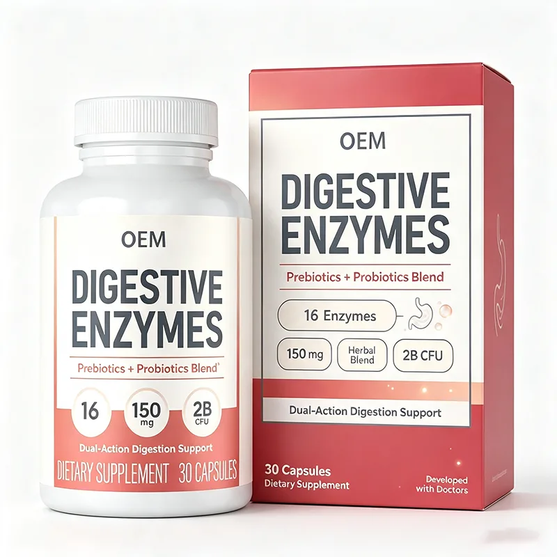 Digestive Enzymes 150mg 16 Enzymes Prebiotics Probiotics 2B CFU 30 Capsules OEM Supplement
