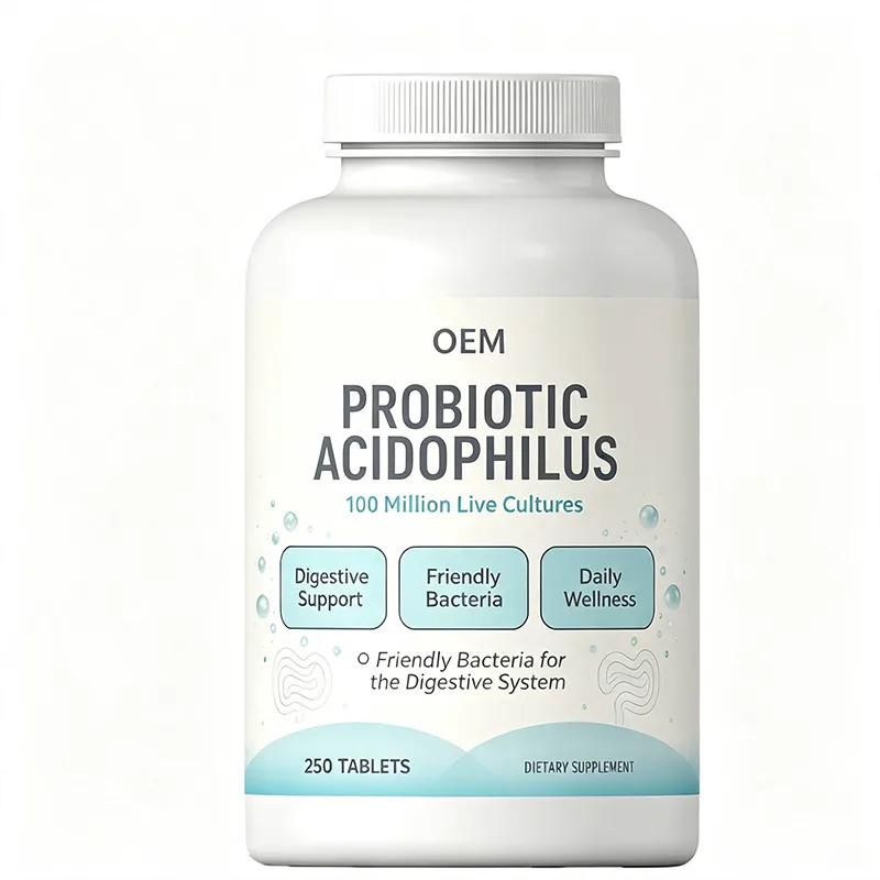 Probiotic Acidophilus 100 Million Live Cultures 250 Tablets OEM Supplement for Digestive Wellness and Friendly Bacteria Support
