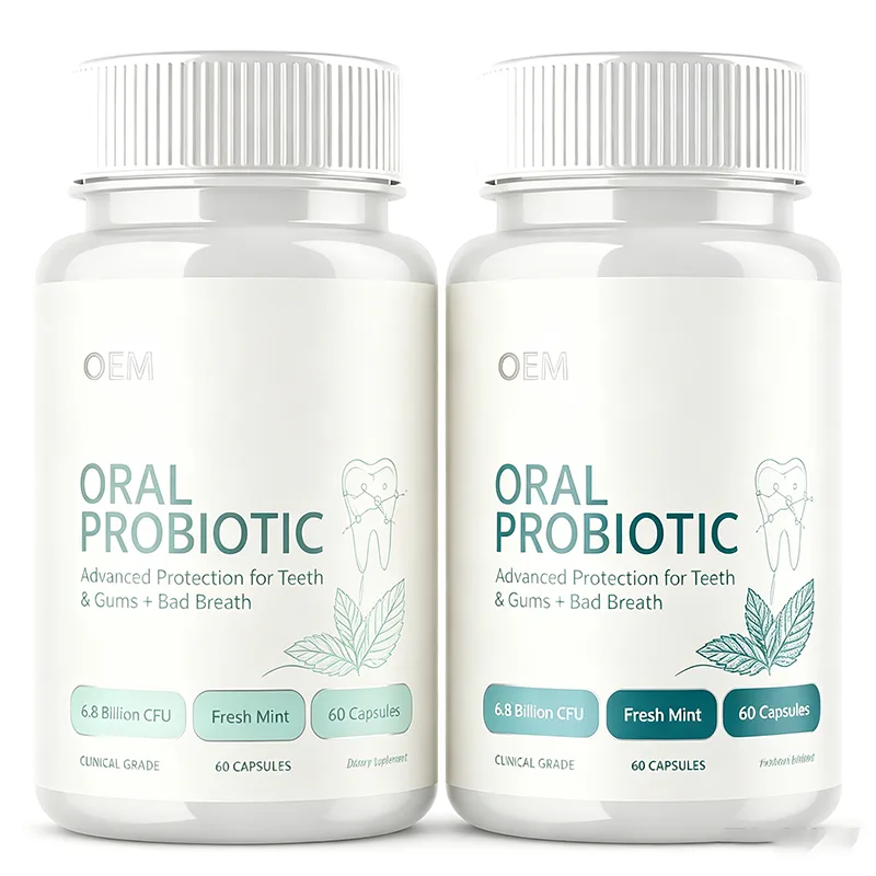 Oral Probiotic Capsules 6.8 Billion CFU Fresh Mint 60 Count Clinical Grade OEM Supplement for Teeth Gums and Breath Support