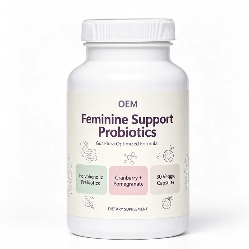 Feminine Support Probiotics 30 Veggie Caps with Cranberry Pomegranate Prebiotics OEM Supplement