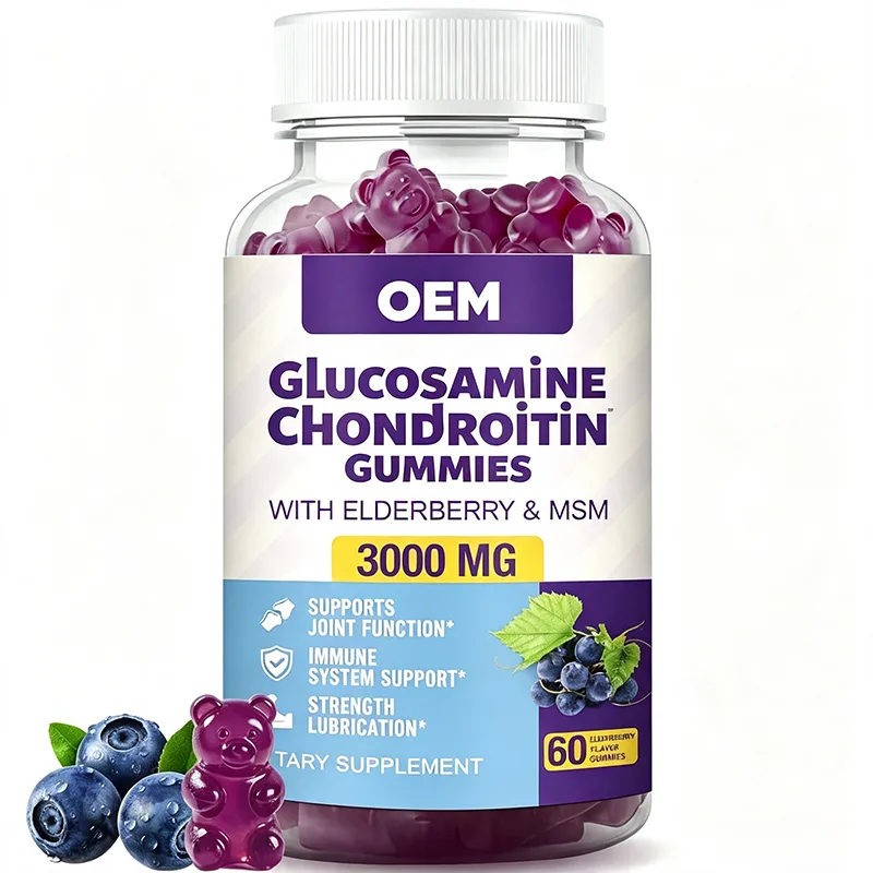 Glucosamine Chondroitin Gummies 3000mg With Elderberry Blueberry Flavor 60 Count Bear Shaped Dietary Supplement