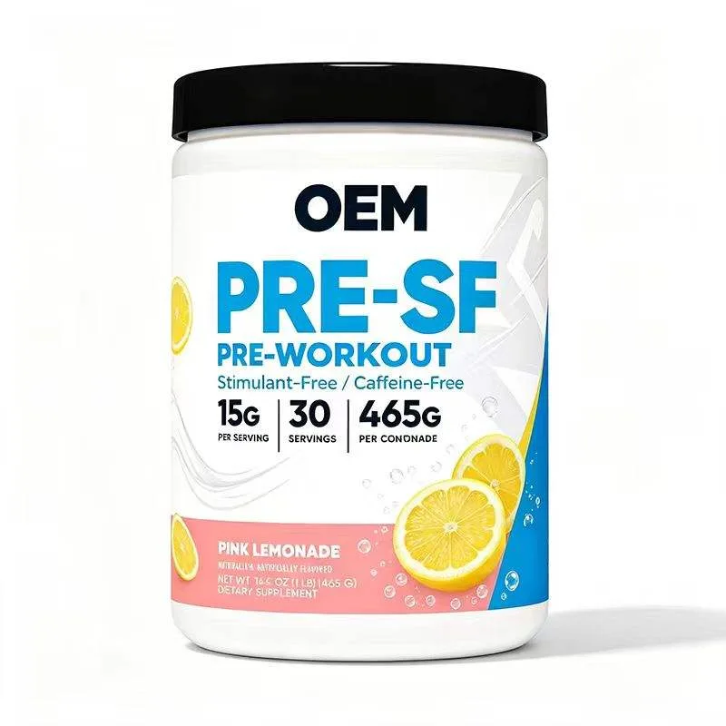 PRE SF Pre Workout Powder Stimulant Free Caffeine Free Pink Lemonade Flavor 30 Servings Sports Training Dietary Supplement