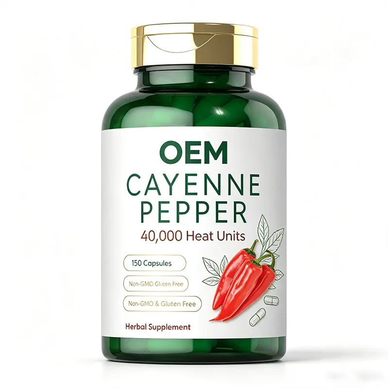 OEM Cayenne Pepper Capsules 40000 Heat Units 150 Counts Non GMO Gluten Free Private Label Herbal Supplement