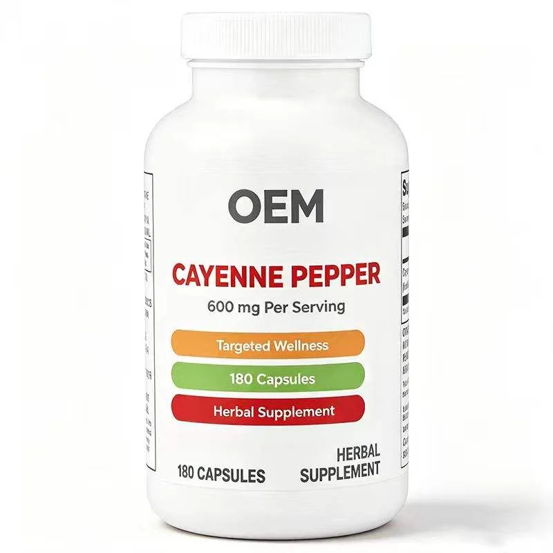 OEM Cayenne Pepper Capsules 600mg Per Serving 180 Counts Targeted Wellness Private Label Herbal Supplement