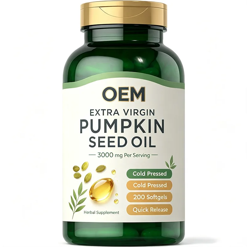 OEM Extra Virgin Pumpkin Seed Oil Softgels 3000mg Per Serving Cold Pressed 200 Counts Herbal Supplement