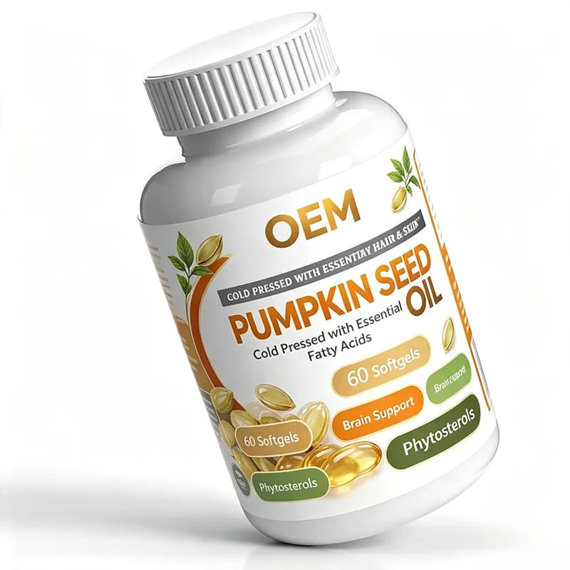 Pumpkin Seed Oil Softgels Cold Pressed Rich in Essential Fatty Acids & Phytosterols Source 60 Count OEM Private Label