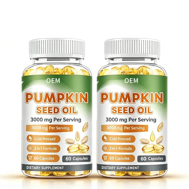 Private Label 2 in 1 Cold Pressed Pumpkin Seed Oil Softgel Capsules 60pcs Custom Formula Wholesale Herbal Supplement