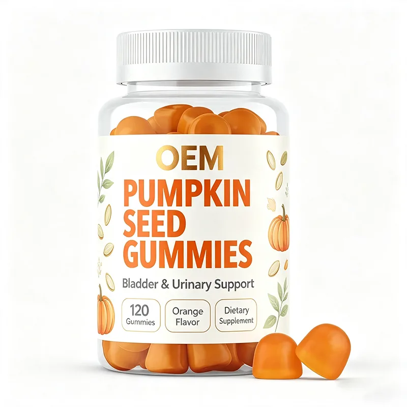 Private Label Pumpkin Seed Gummies 120pcs Orange Flavor Chewable Herbal Wellness Gummy ODM