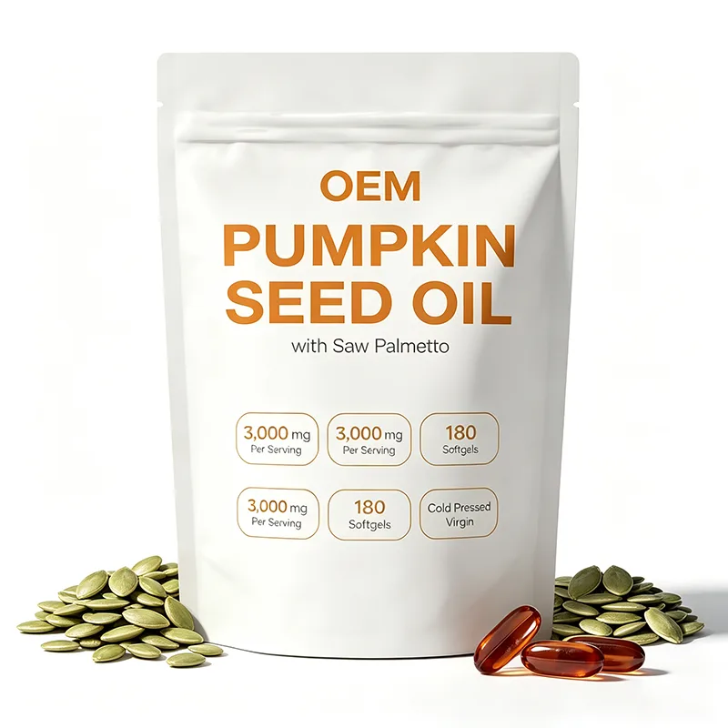 Private Label Virgin Cold Pressed Pumpkin Seed Oil Saw Palmetto Softgels 180pcs Stand up Pouch Herbal Supplement ODM