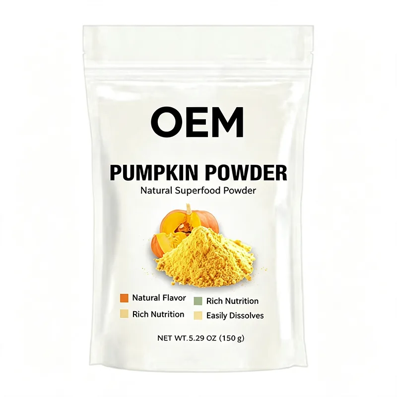 Private Label Pumpkin Superfood Powder 5.29oz 150g Pouch Fine Powder Easy Dissolve Natural Flavor ODM