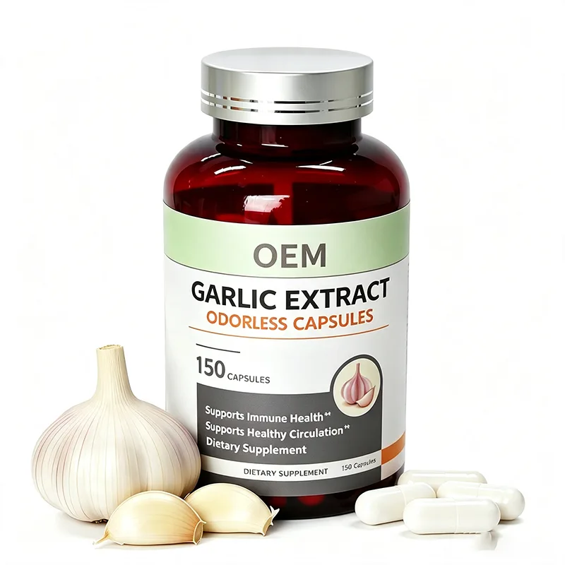 OEM Odorless Garlic Extract Capsules 150 Count Bottle Daily Wellness Dietary Supplement Private Label