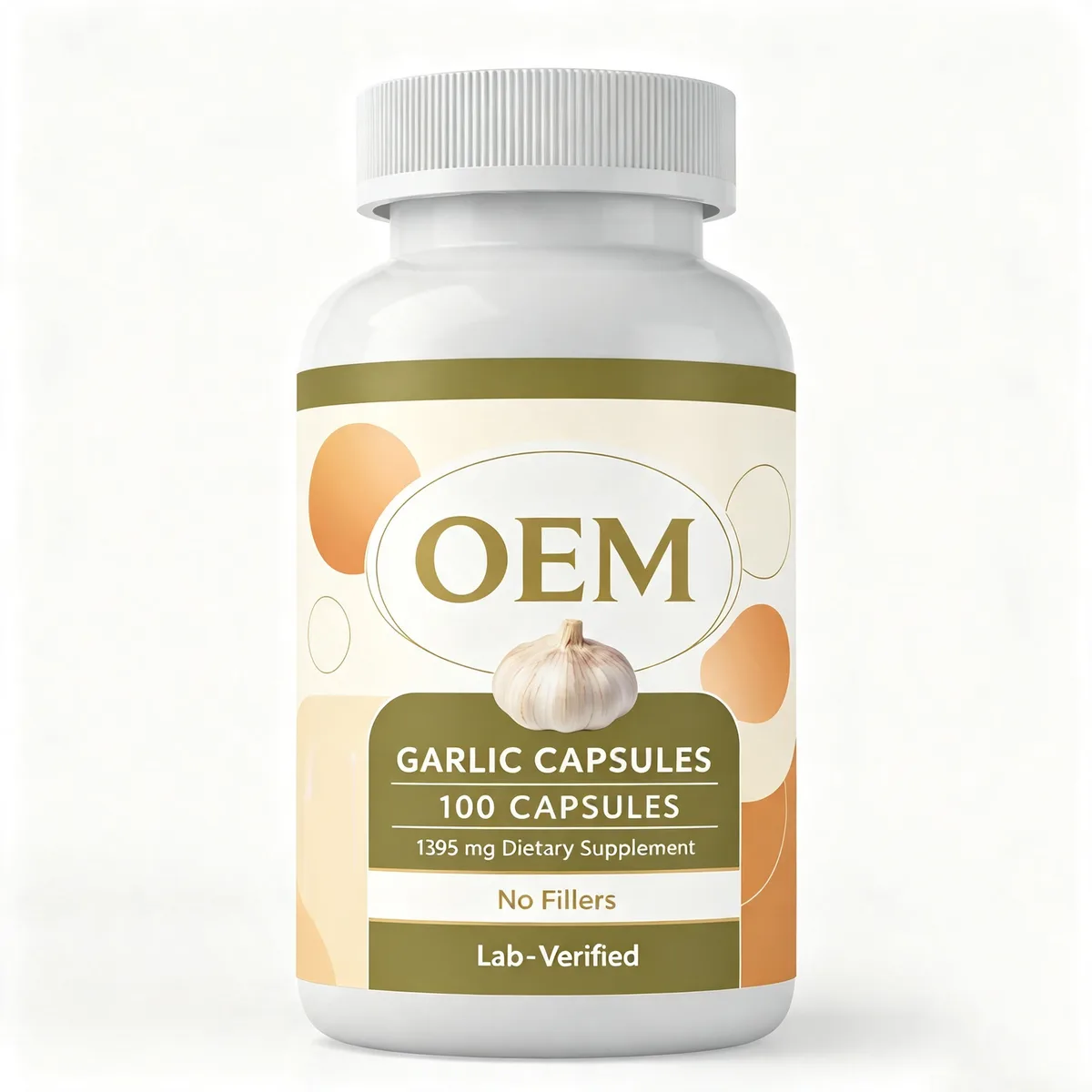 Private Label Garlic Capsules 100pcs 1395mg No Fillers Clean Formula Herbal Supplement ODM
