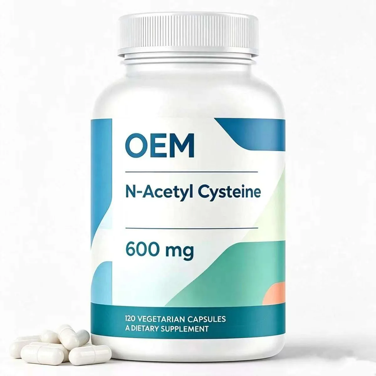 Private Label NAcetyl Cysteine Capsule 600mg Per Serving 120 Vegetarian Caps White Bottle Bulk OEM ODM Service