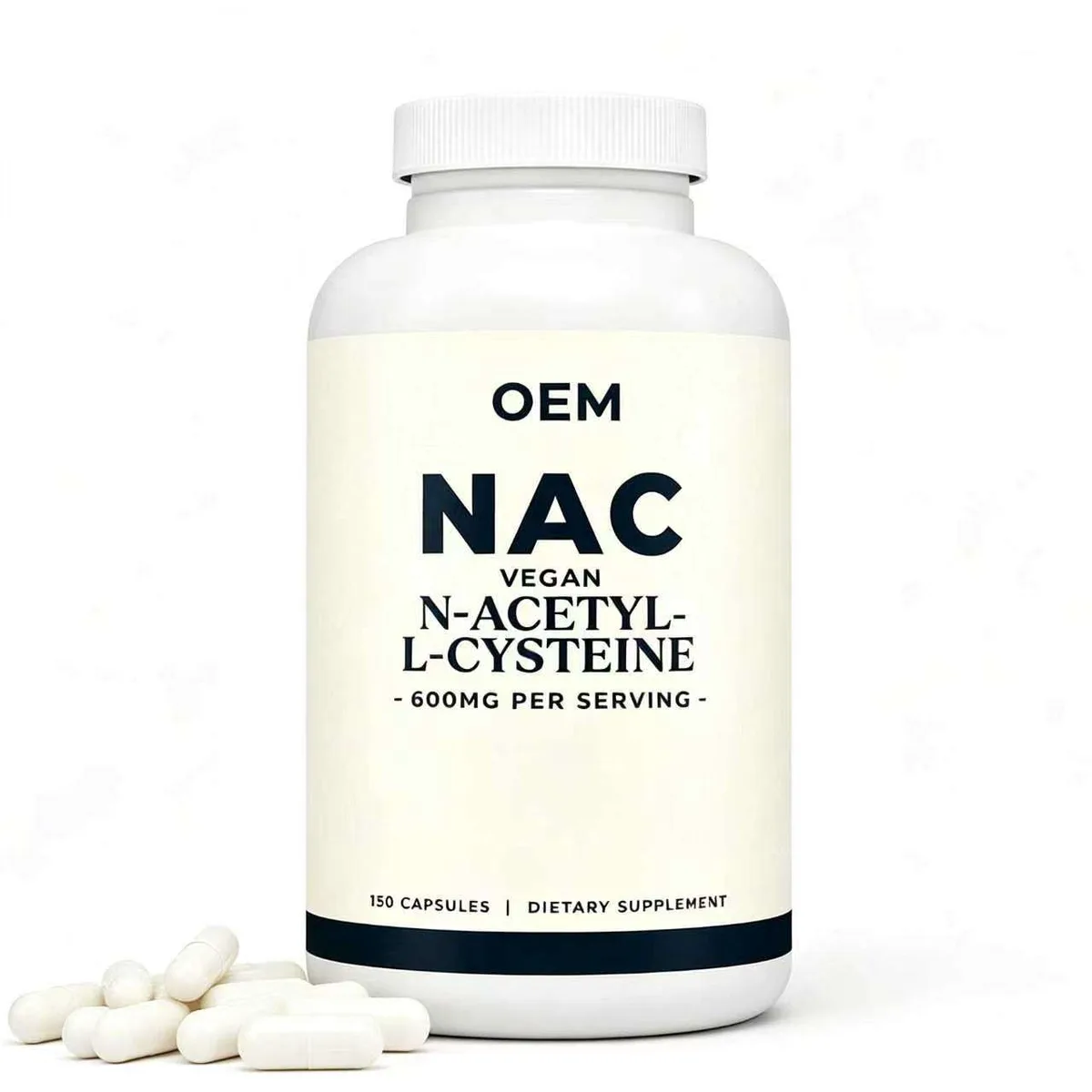 Private Label NAC Capsule 600mg Per Serving 150 Vegan Caps Bulk OEM ODM Service